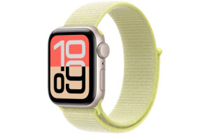 Apple Watch SE 3, 40 mm - Starlight Aluminum Case with Neon Yellow Sport Loop