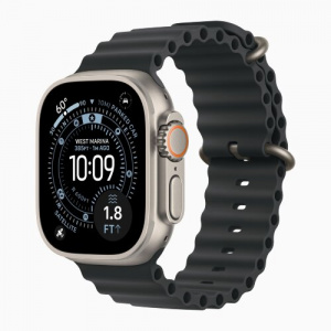 Apple Watch Ultra 3 49mm Ocean Band - Titanium Case with Black Ocean Band