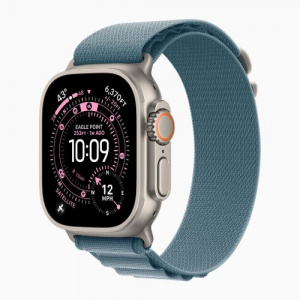 Apple Watch Ultra 3 49mm Alpine Loop - Titanium Case with Light Blue Alpine Loop